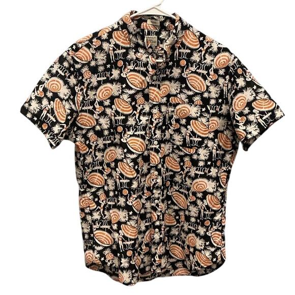 J.crew Mens Classic Button Up Shirt Size Medium Black Beach Resort Vacation - Picture 1 of 8